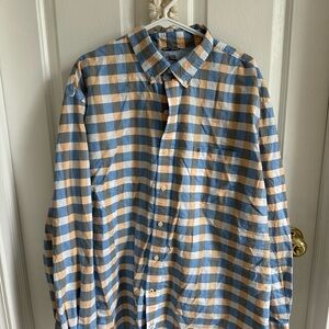 Izod Blue and Tan Casual Button Down Shirt